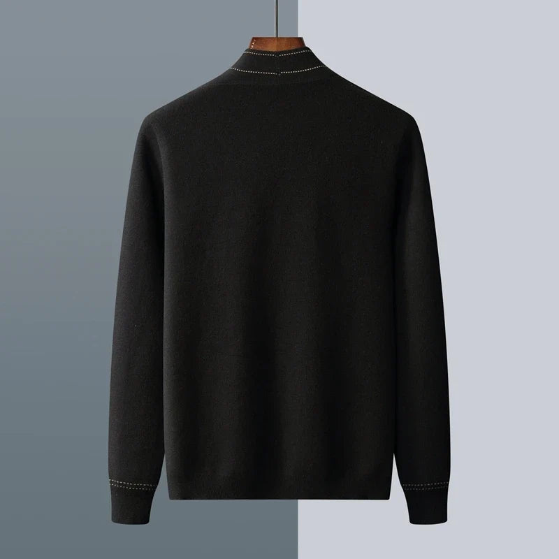 Chic men's long sleeve lightweight knit cardigan, enhancing any outfit with comfort and elegance.