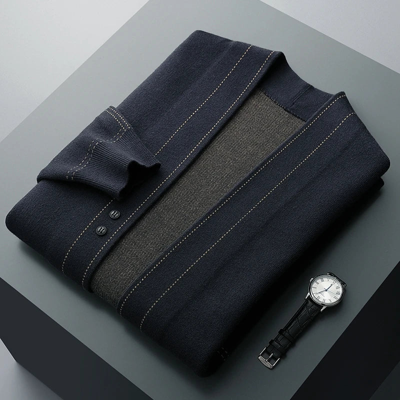 Comfortable & stylish men's lightweight cardigan sweater, a versatile layering piece for modern men.