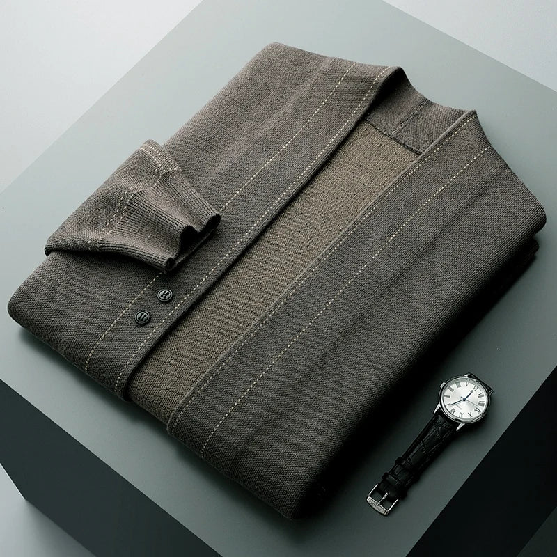 Men's versatile elegant cardigan, lightweight and soft knitwear for year-round stylish comfort.