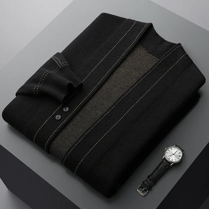Premium men's long sleeve lightweight cardigan sweater, combining comfort, style, and versatility.