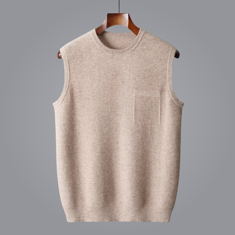Men's elegant premium knit sweater vest. Perfect for layering, this versatile sleeveless top offers comfort & style.