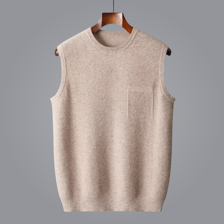 Men's elegant premium knit sweater vest. Perfect for layering, this versatile sleeveless top offers comfort & style.