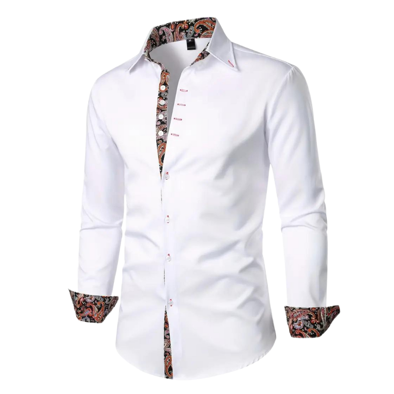 Front view of a men's slim fit party shirt, perfect for special occasions & modern men's fashion.