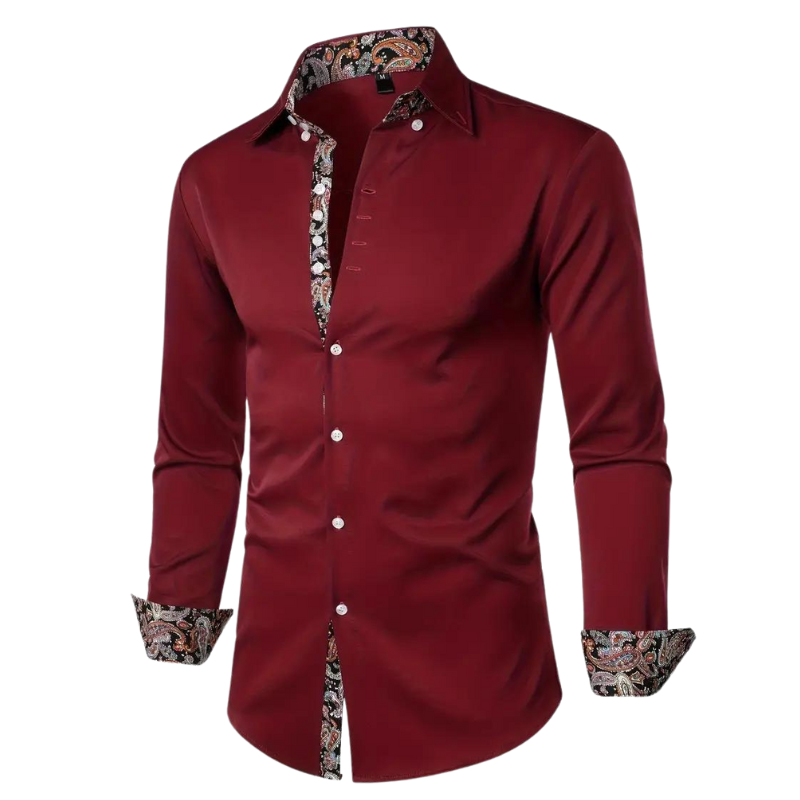 Versatile men's button-down shirt, a slim fit long-sleeve elegant party & formal wear option.