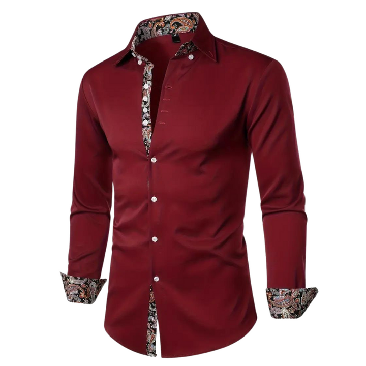 Versatile men's button-down shirt, a slim fit long-sleeve elegant party & formal wear option.