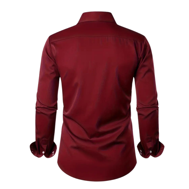 Detail of the crisp cuff and long sleeve of an elegant men's slim fit dress shirt.