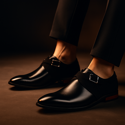 Classic men's brown slip-on derby shoes, versatile elegant footwear for sophisticated casual and formal occasions.