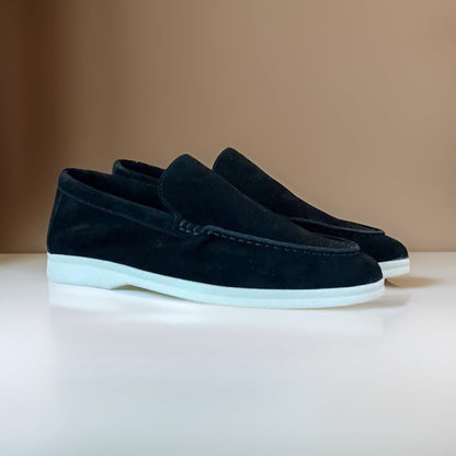 Men's elegant slip-on loafers. Sophisticated summer footwear, classic for casual and formal mens fashion.