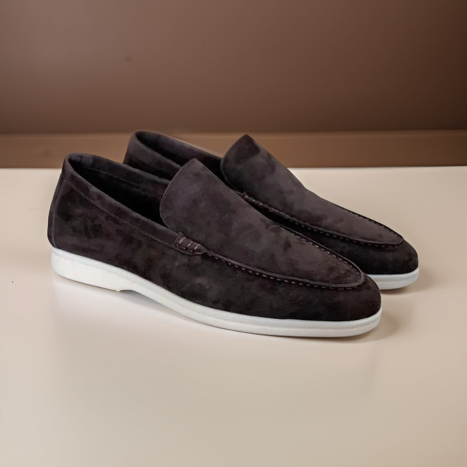 Classic men's slip-on loafers. Elegant, comfortable footwear for sophisticated style, great for spring/summer.