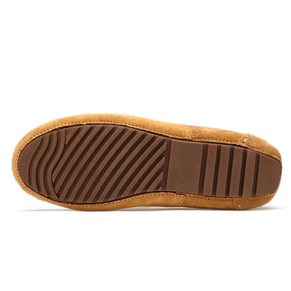 Top view of classic men's slip-on loafers, highlighting sleek design and comfortable everyday wearability.