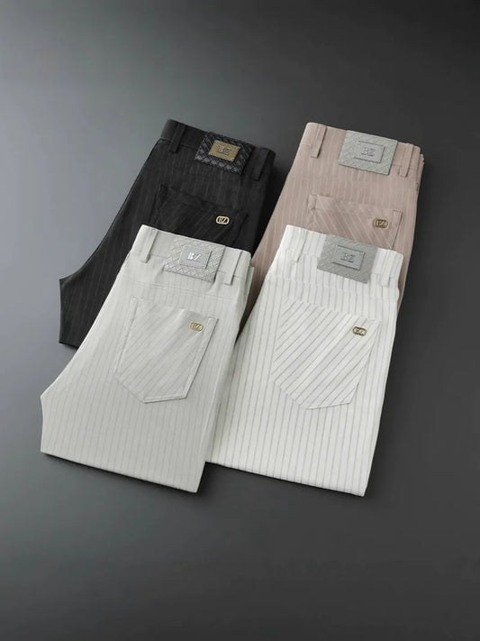 Men's elegant striped business trousers, perfect for formal or business casual occasions.