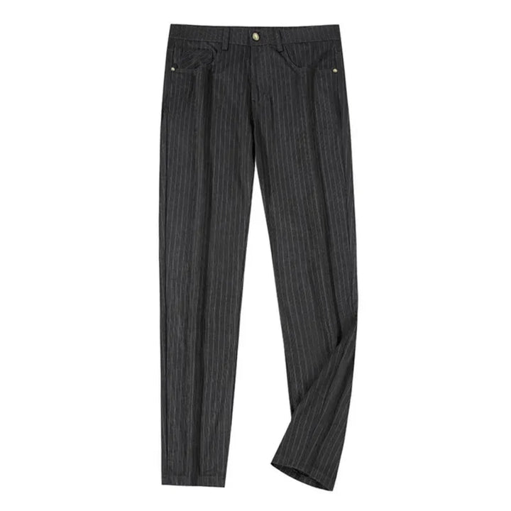 Premium woven men's striped formal trousers, wrinkle-resistant for lasting comfort and style.