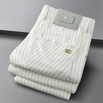 Versatile men's stylish striped pants, ideal for business wear or smart casual ensembles.