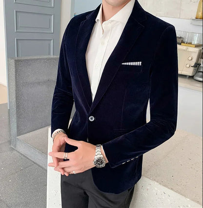 Men's sophisticated tailored blazer with a slim fit. Ideal for formal wear, professional settings, & special events.