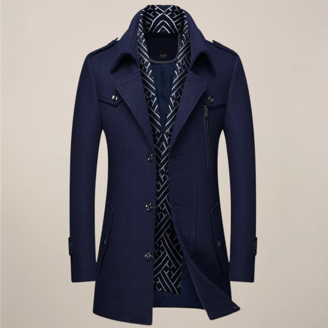 Men's elegant tailored winter overcoat. Ideal for formal, business casual, and cold weather men's fashion.