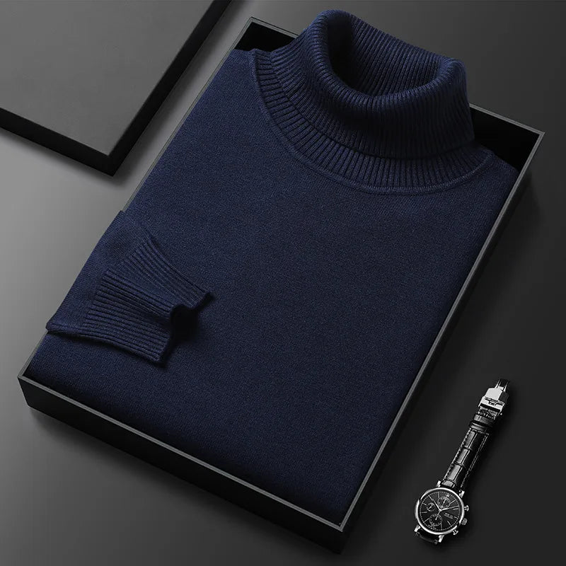 Elegant men's turtleneck sweater with a comfortable, long sleeve design, ideal for classic winter fashion and mens clothing.