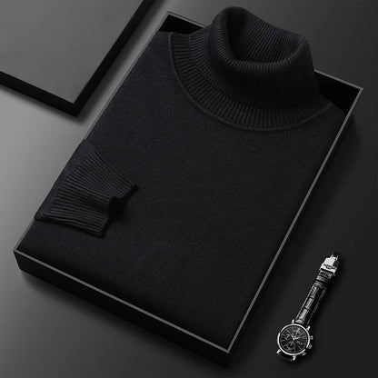 Classic men's turtleneck sweater, updated for modern winter fashion. An elegant, long sleeve addition to mens clothing.