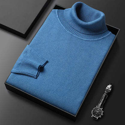 Timeless men's elegant turtleneck sweater, a classic long sleeve piece for sophisticated winter fashion and casual wear.