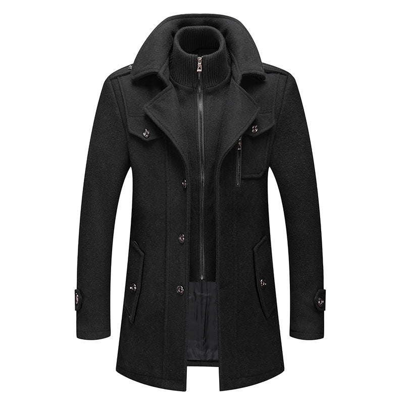 Men's elegant two-piece winter coat, providing layered warmth for cold weather.