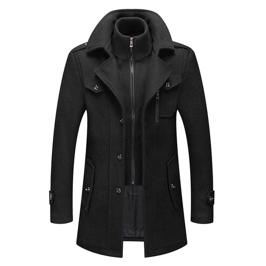 Men's elegant two-piece winter coat, providing layered warmth for cold weather.