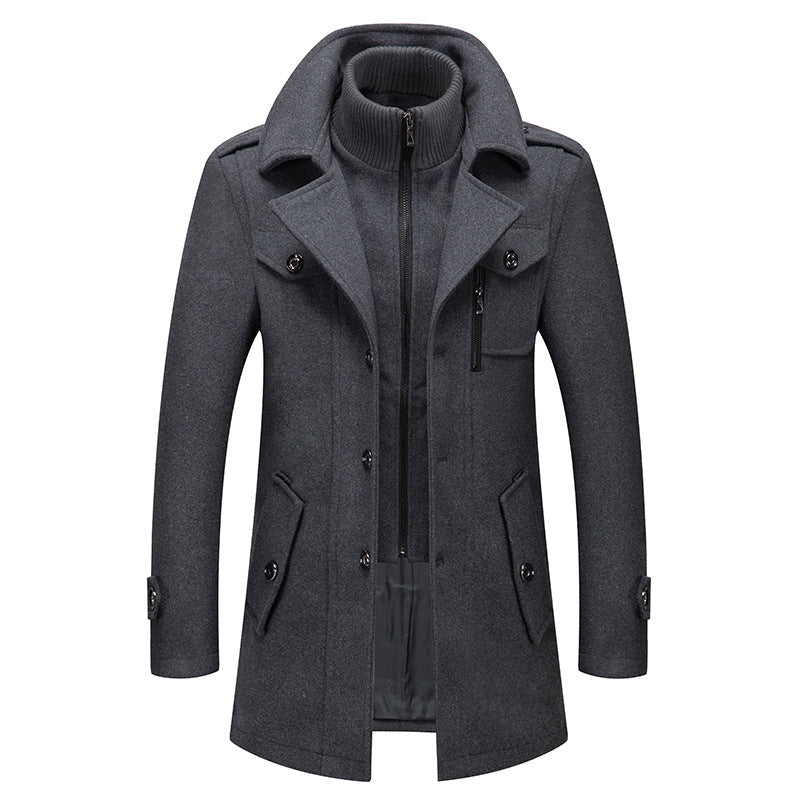 Stylish men's two-piece winter coat set, ideal for elegant layered outerwear and warmth.
