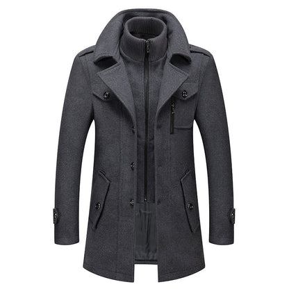 Stylish men's two-piece winter coat set, ideal for elegant layered outerwear and warmth.
