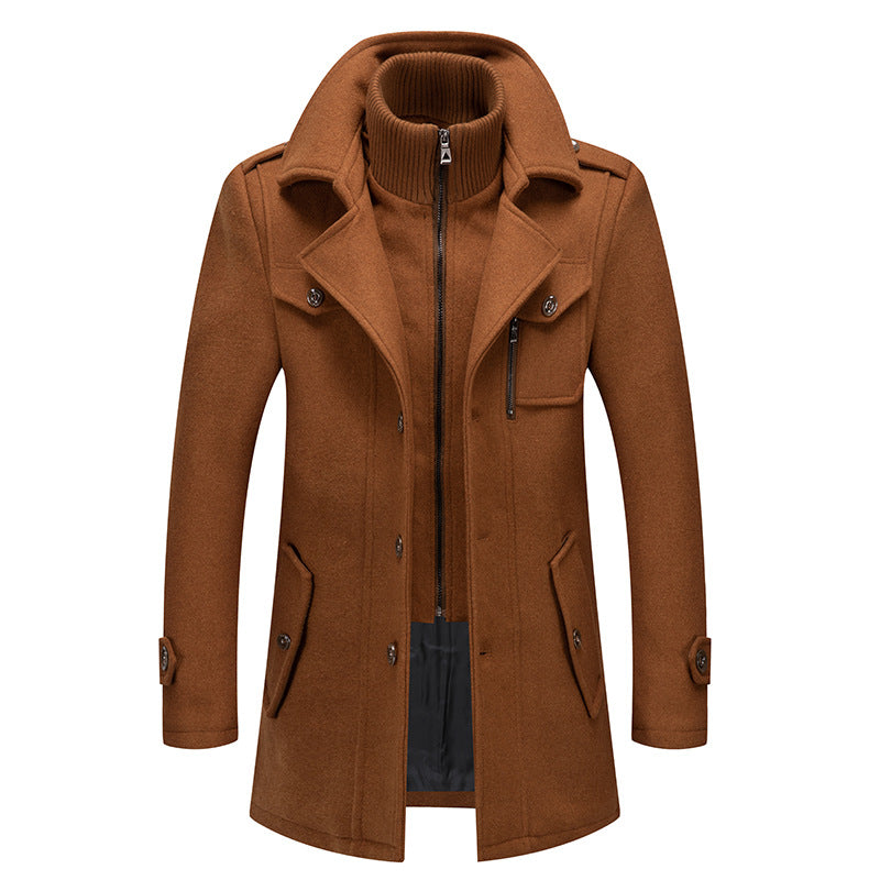 Versatile men's elegant two-piece winter coat, suitable for both formal and casual layered fashion.