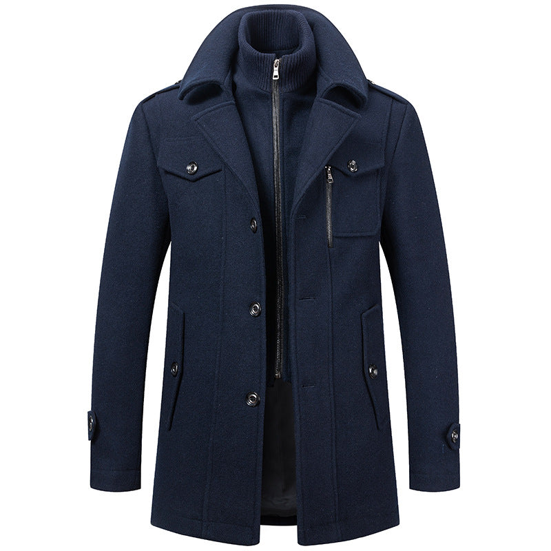 Warm men's elegant two-piece winter jacket, perfect for sophisticated layered winter apparel.