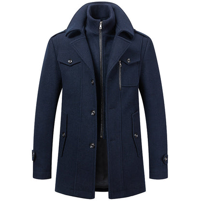 Warm men's elegant two-piece winter jacket, perfect for sophisticated layered winter apparel.