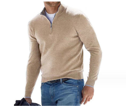 Men's apparel: refined V-neck sweater with quarter-zip, a versatile and comfortable long sleeve pullover.