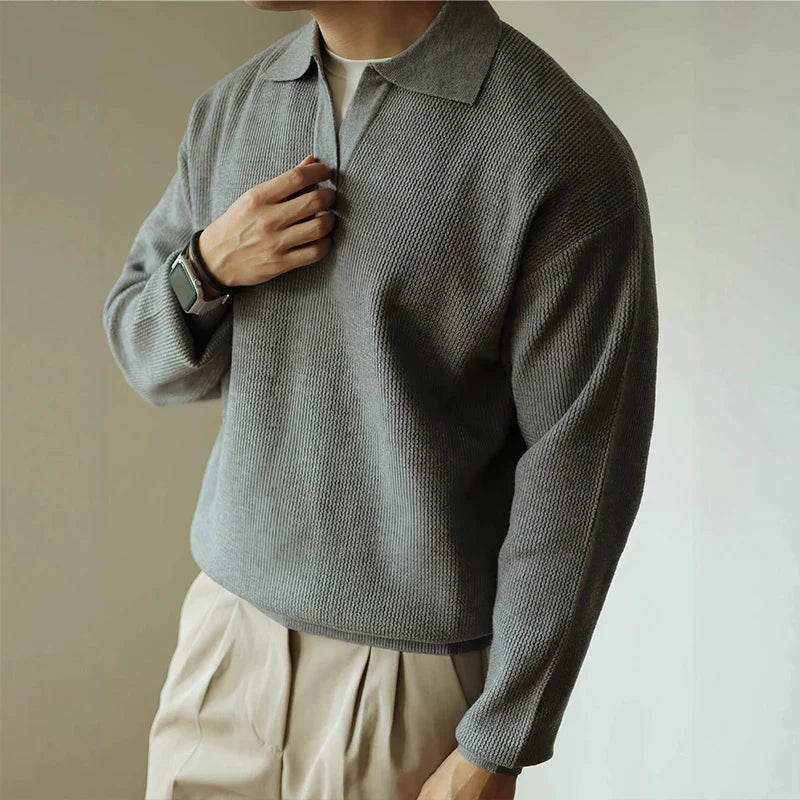 Breathable men's Ellis Knit Polo, a comfort shirt perfect for everyday style. Short sleeve & versatile.