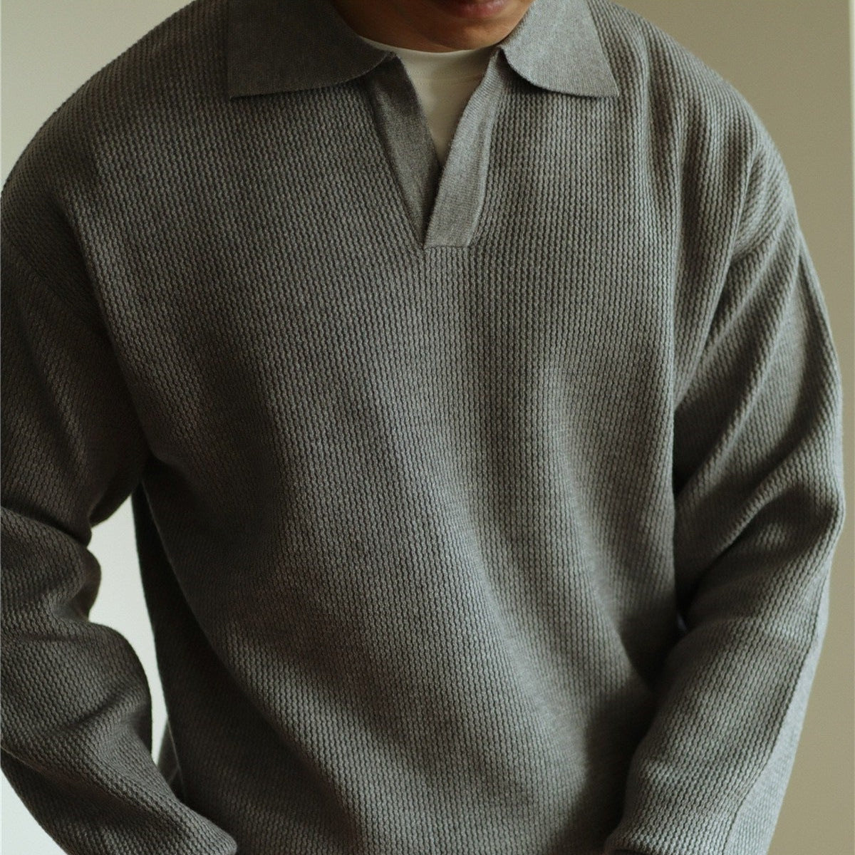 Smart casual men's Ellis Knit Polo. Classic fit knit shirt for versatile everyday and summer wear.