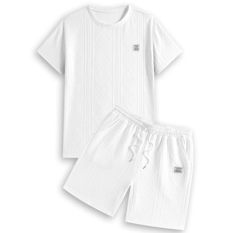 Coordinated men's embossed leather style set. Stylish two-piece for a contemporary casual men's clothing look.