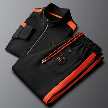 Modern men's fashion: embroidered tracksuit. Versatile activewear & streetwear for a stylish look.