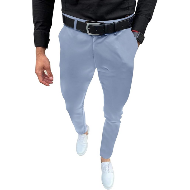 Fashionable men's slim fit trousers with stretch, a contemporary choice for modern men.