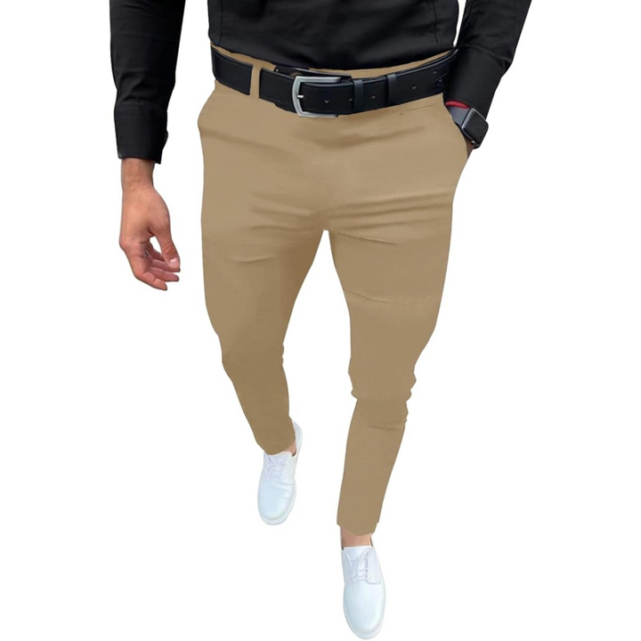 Modern fit men's trousers, slim and stretchy for versatile fashion and everyday wear.