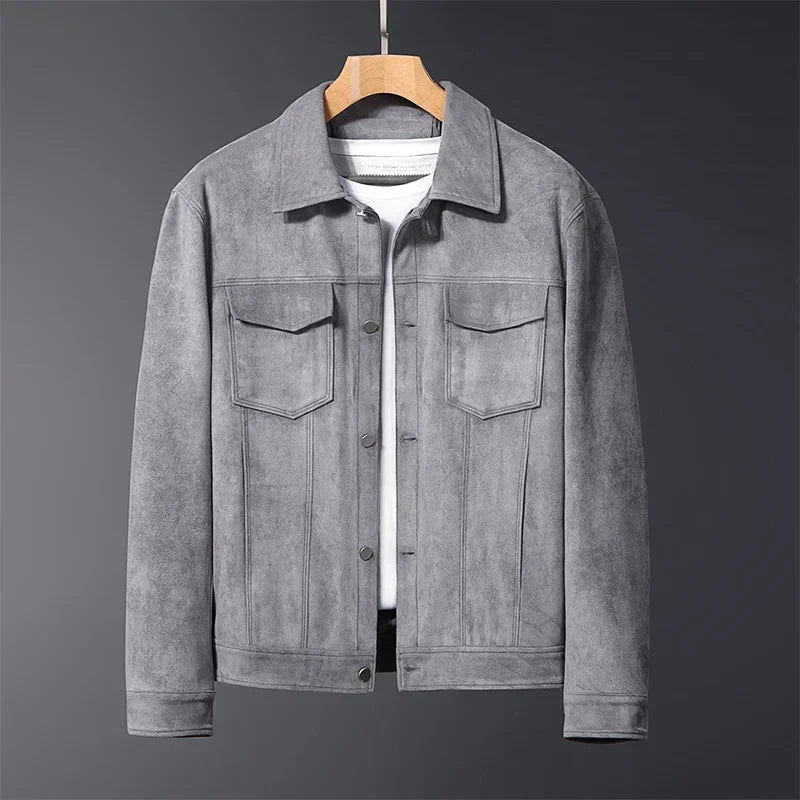 Layering men's button-front jacket, stylish and casual. Perfect for everyday fall fashion.