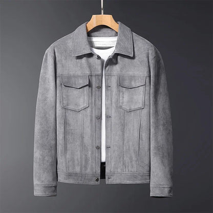 Layering men's button-front jacket, stylish and casual. Perfect for everyday fall fashion.