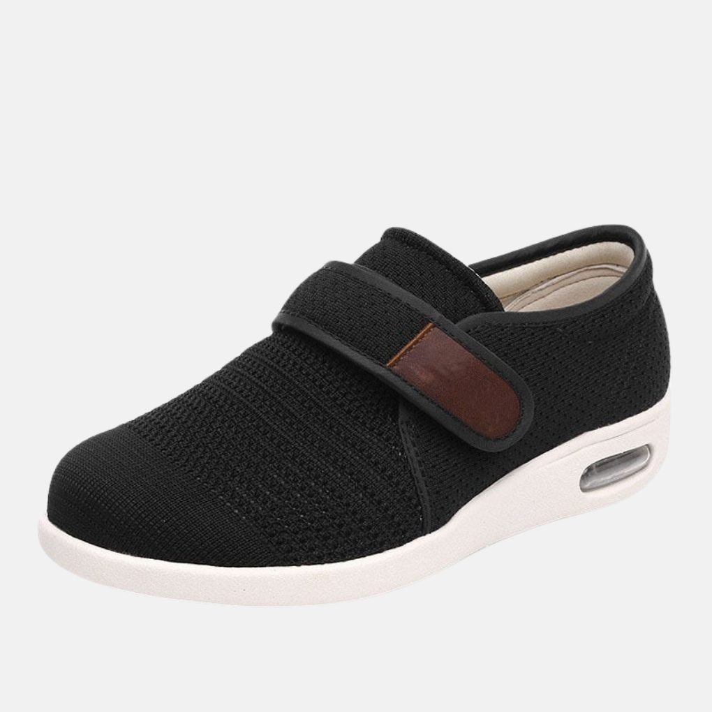 Easy wear men's comfort orthopedic shoes with hook-and-loop closure, offering lightweight foot support for daily walking.
