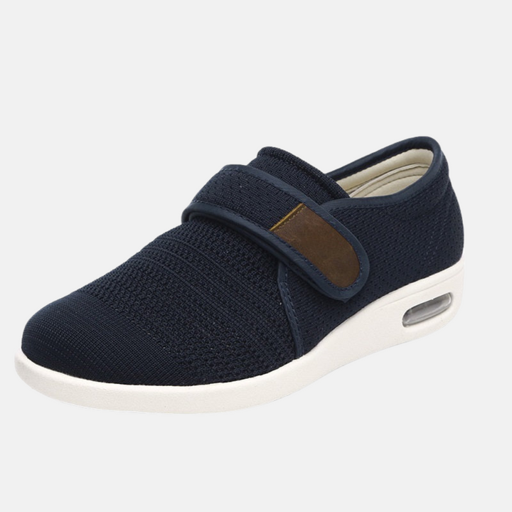 Stable men's orthopedic walking shoes provide essential foot support and comfort for daily casual wear. Lightweight.