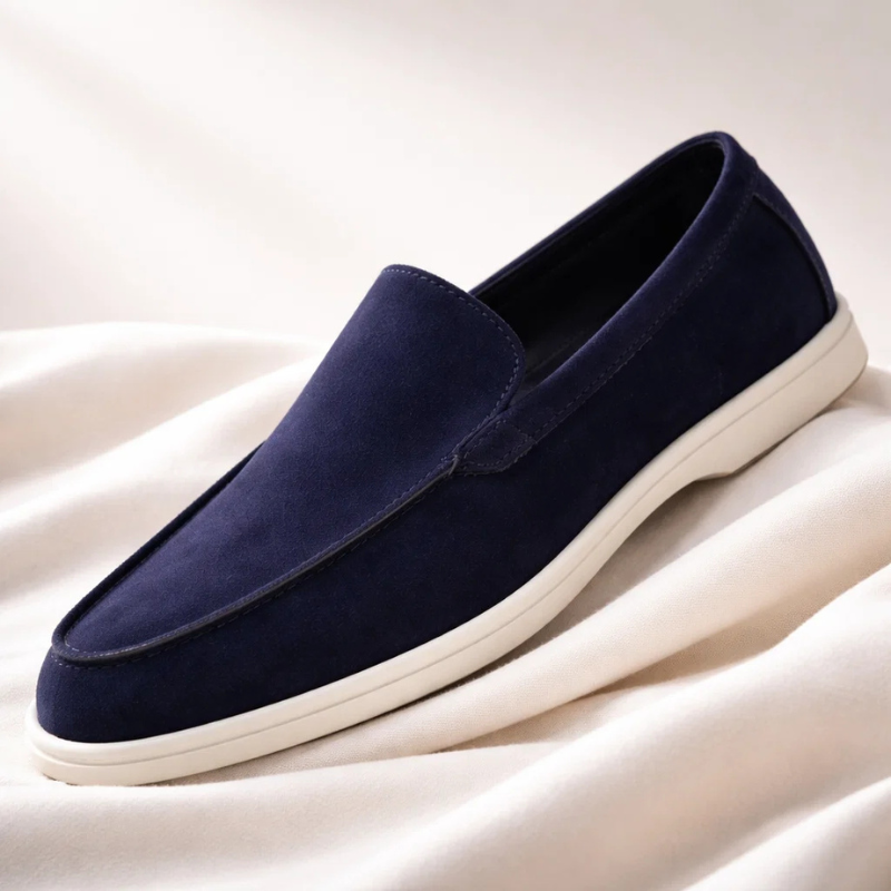 Black men's slip-on loafers. Cushioned comfort for versatile smart casual everyday wear.