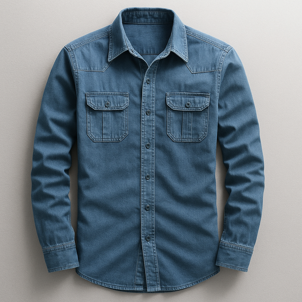 Men's everyday comfort tailored long-sleeve shirt, perfect for smart casual or daily wear. Classic button-up menswear.