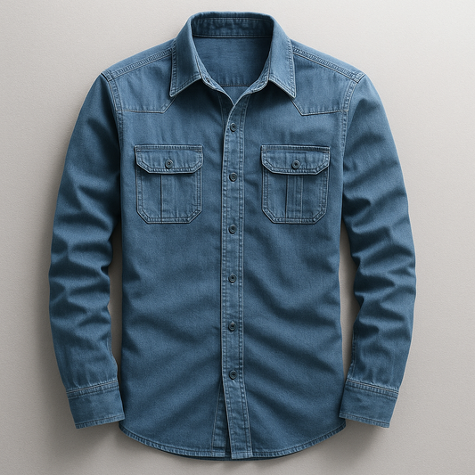 Men's everyday comfort tailored long-sleeve shirt, perfect for smart casual or daily wear. Classic button-up menswear.