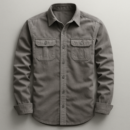 Versatile men's tailored long-sleeve shirt, ideal for smart casual or everyday fashion. A staple button-up for menswear.