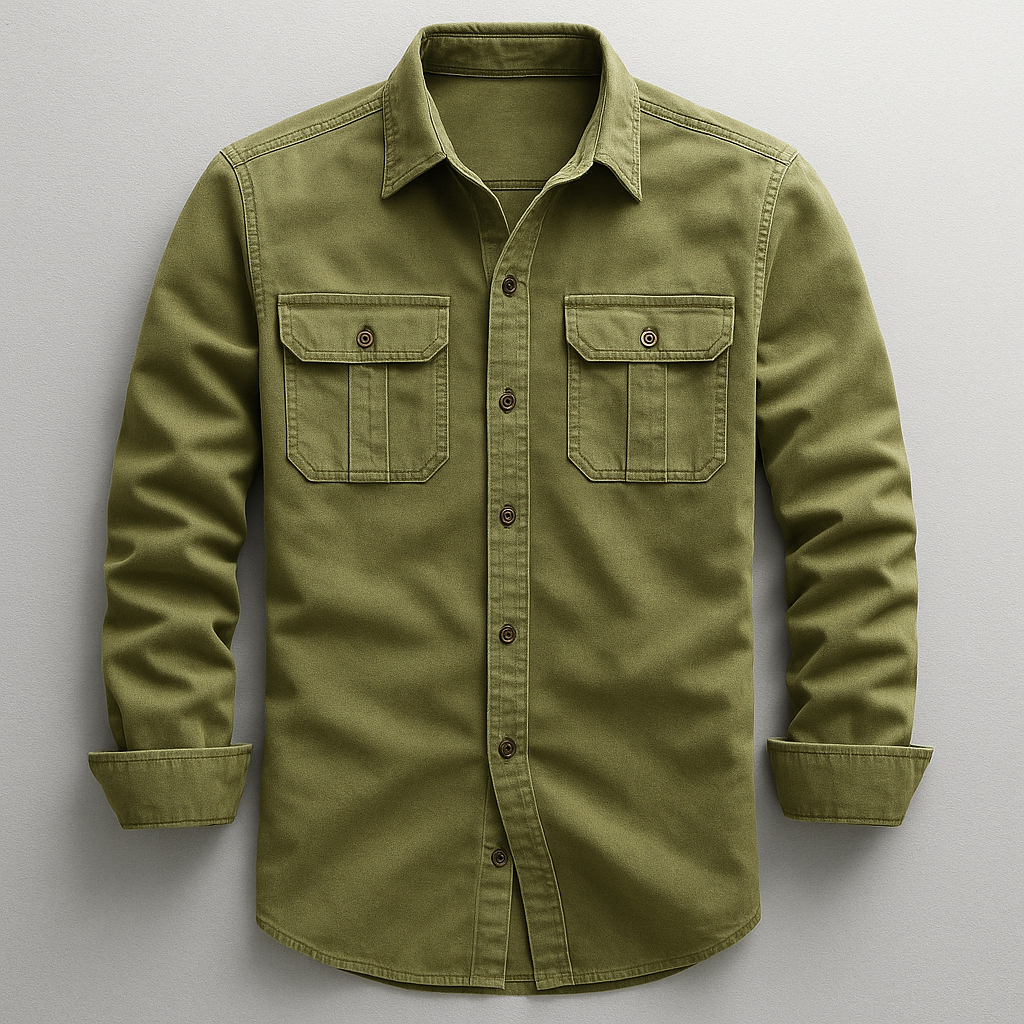 Modern fit men's tailored long-sleeve shirt, providing everyday comfort and versatile smart casual style. Quality menswear.