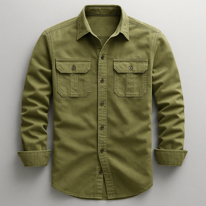 Modern fit men's tailored long-sleeve shirt, providing everyday comfort and versatile smart casual style. Quality menswear.