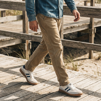 Brown men's casual sneakers, durable and stylish. Comfortable everyday walking shoes for versatile wear.