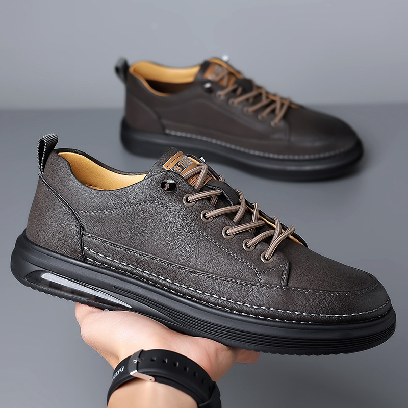 Lace-up men's low-top casual walking shoes, designed for everyday comfort & supportive wear.