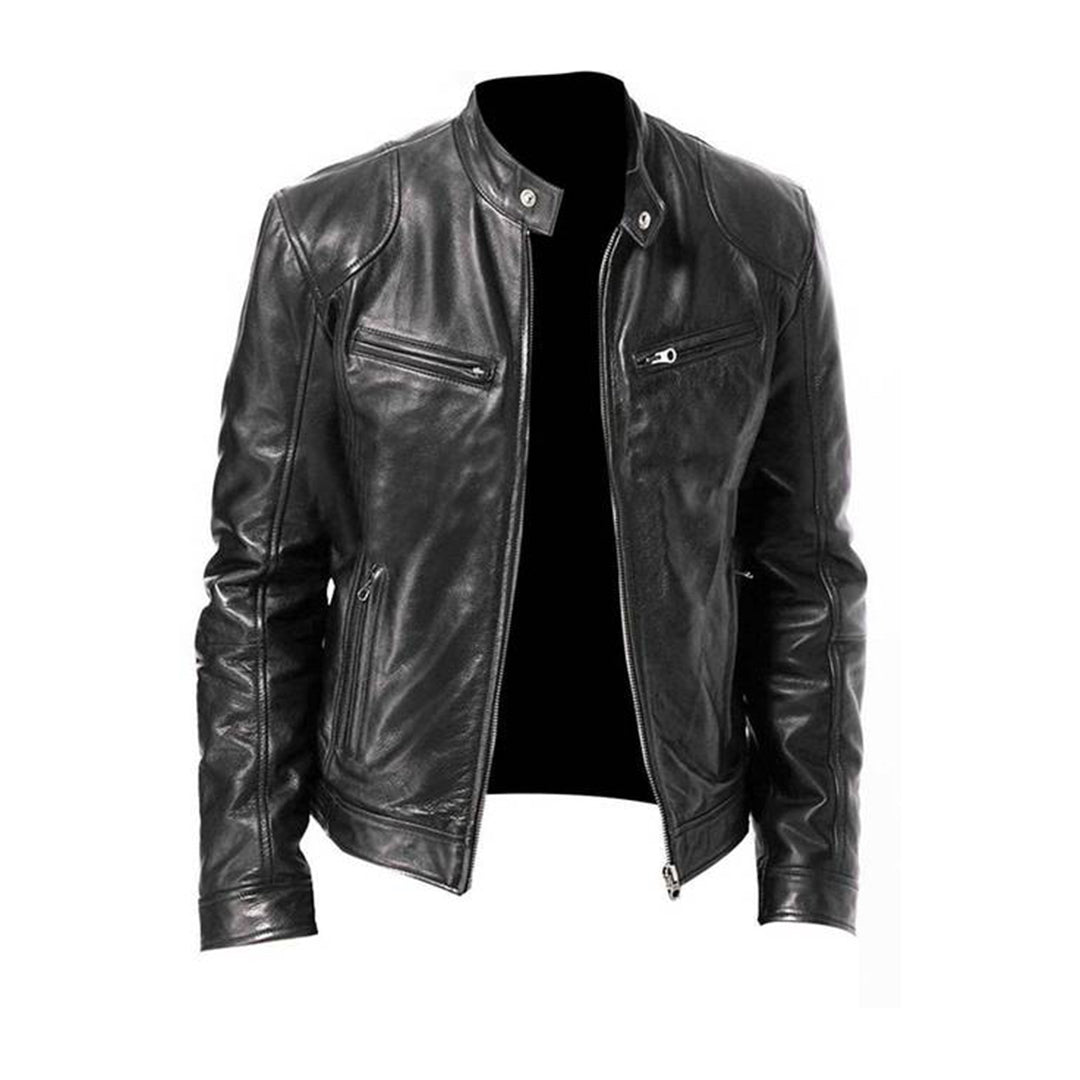 Men's Everyday Racer Jacket, sleek black design, perfect for versatile casual outerwear & transitional seasons.