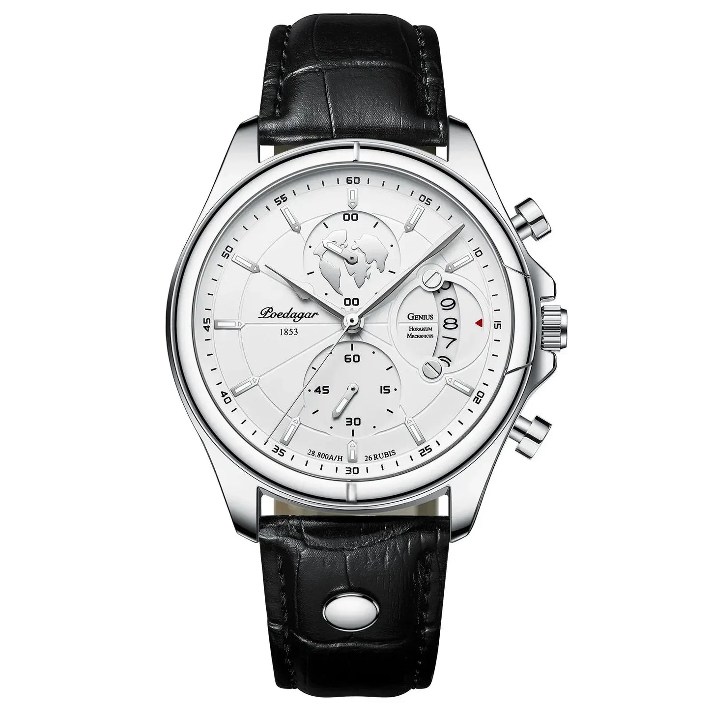 Stylish men's formal watch: an executive chronograph with a classic leather strap and precise quartz movement.
